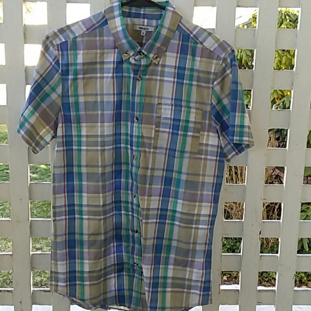 Pep & Co. SS windowpane button down shirt Small